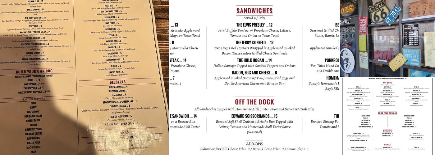 Sonny's Grille Menu