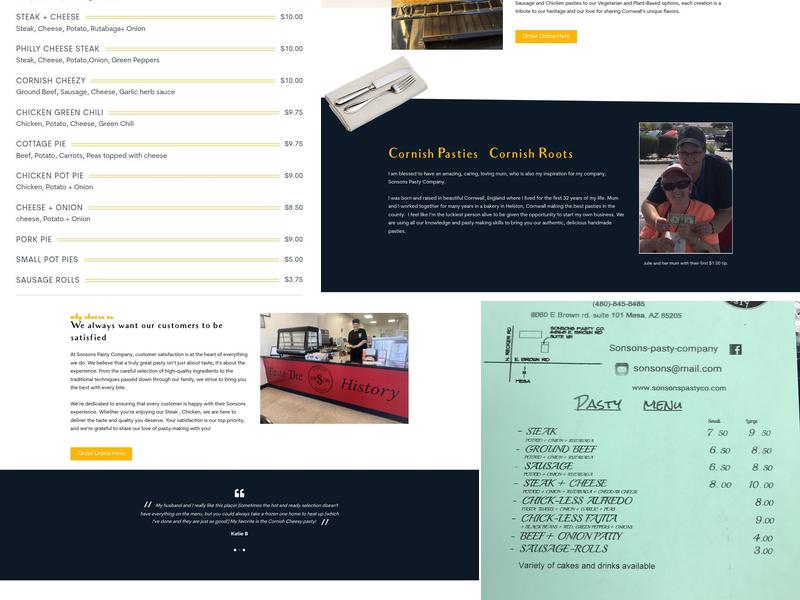 Sonson's Pasty Company Menu