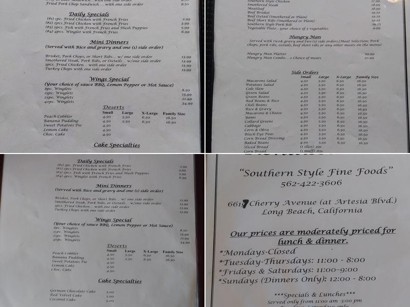 Soul Food Renaissance Menu