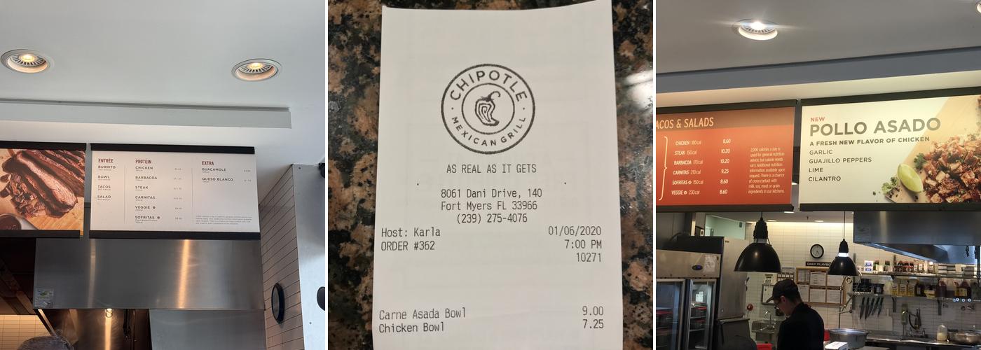 Chipotle Mexican Grill Menu