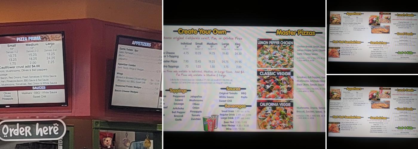 Sparky's Gourmet Pizza Menu
