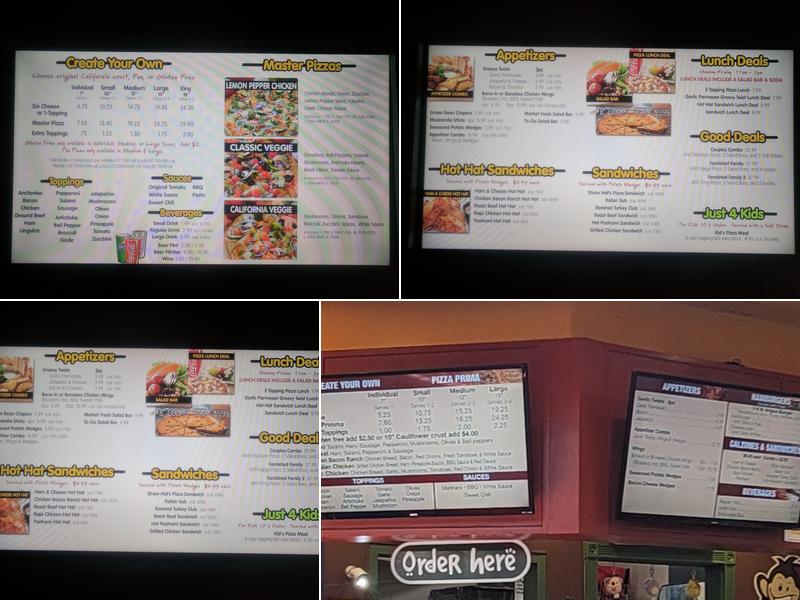 Sparky's Gourmet Pizza Menu