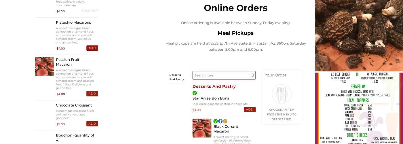 Square Root Foods Menu