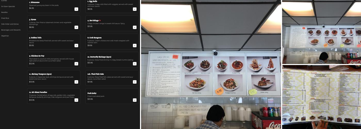 Srisiam Thai Kitchen Menu