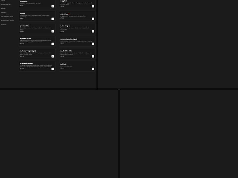 Srisiam Thai Kitchen Menu