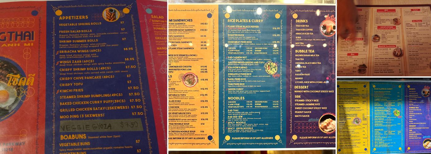 Stang Thai Menu