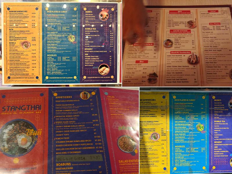 Stang Thai Menu