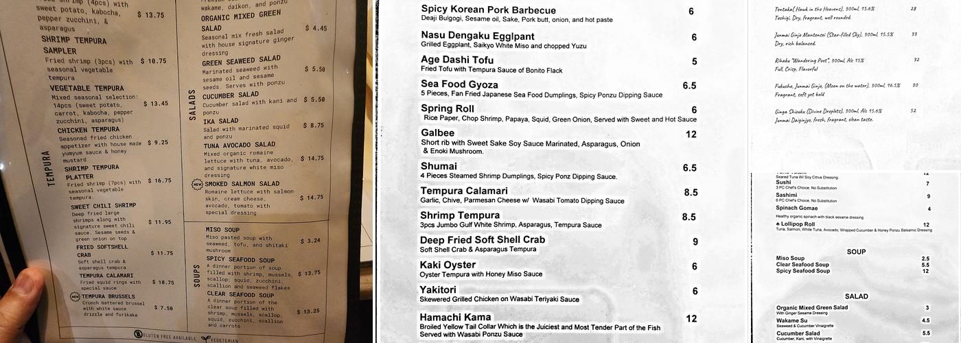 Starfish Restaurant Menu