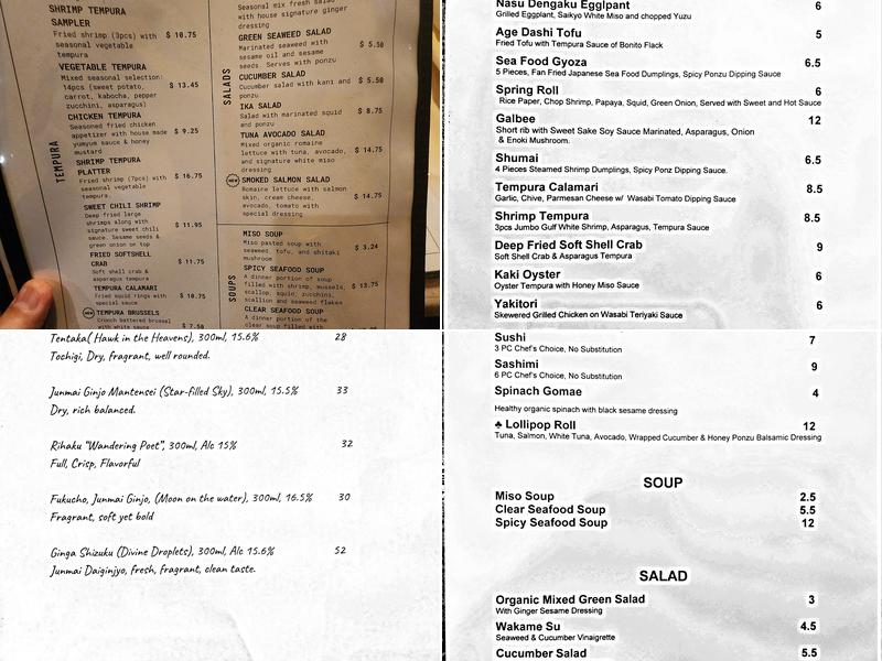 Starfish Restaurant Menu