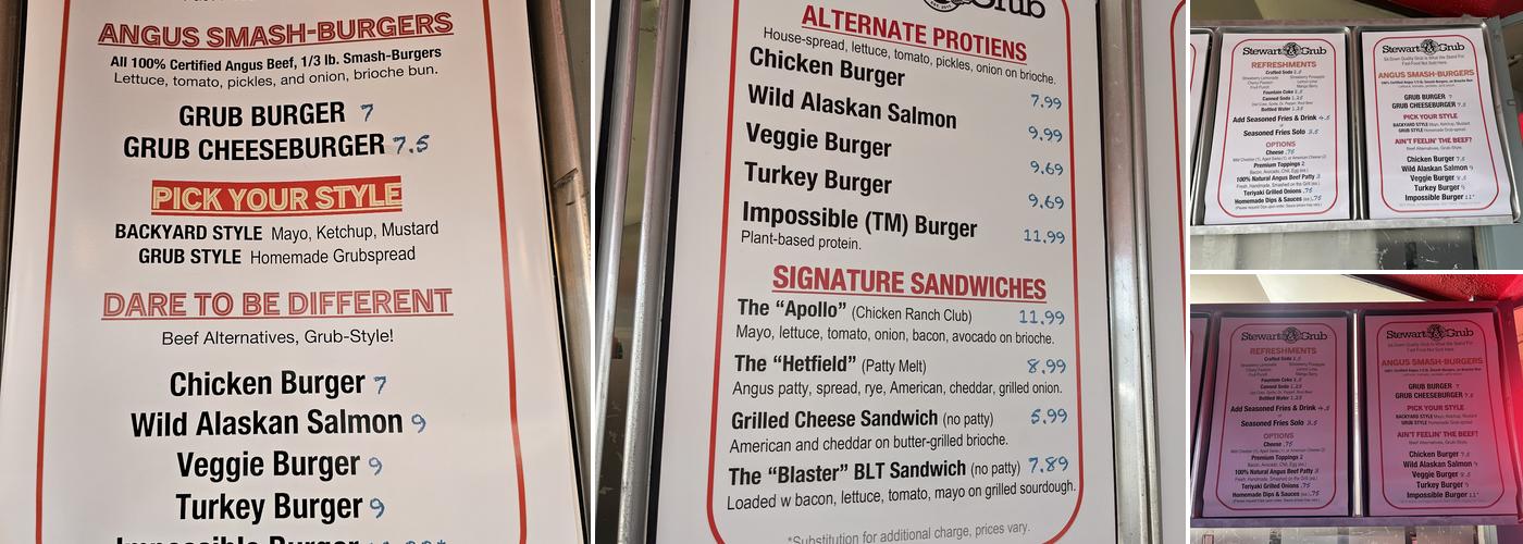 Stewart & Grub Menu