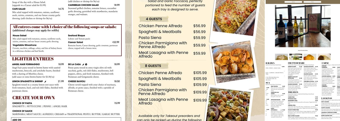 Strings Italian Cafe Menu