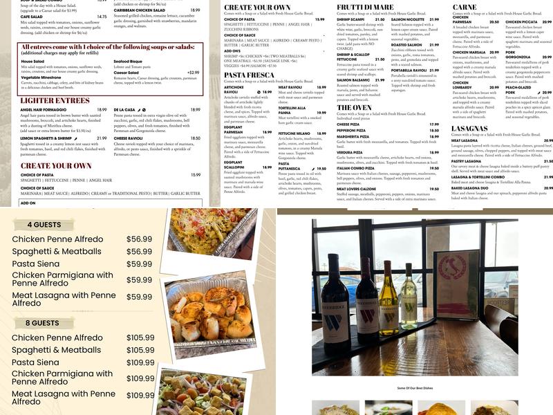 Strings Italian Cafe Menu