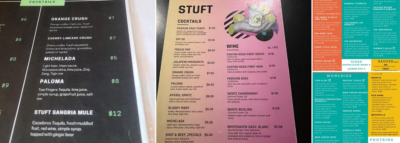 STUFT Restaurant Menu