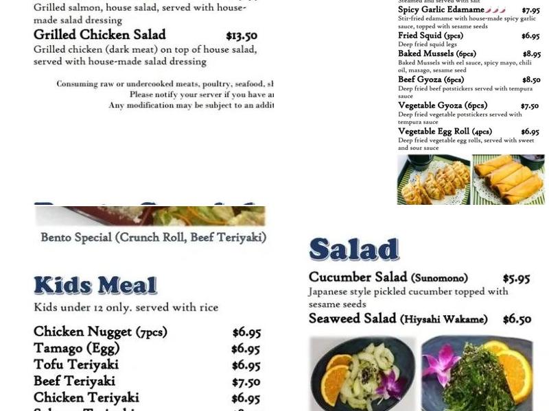 Sugoi Sushi Menu