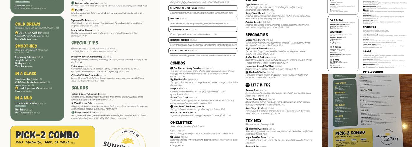 Sunny Street Cafe Menu