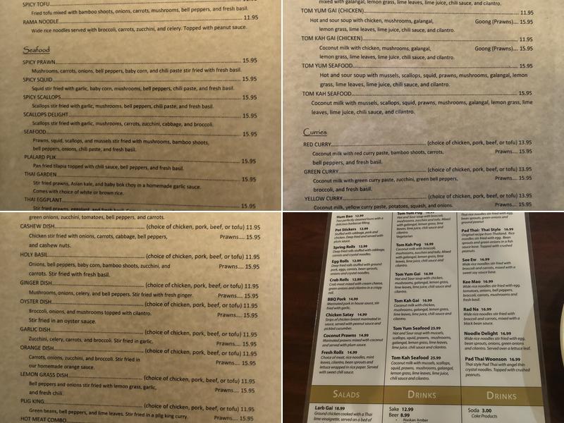 Supon's Thai Kitchen Menu