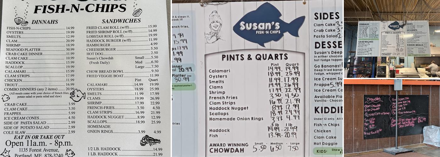 Susan's Fish-n-Chips Menu
