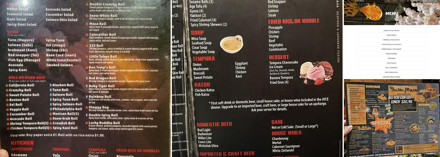 Sushi Masa Lafayette Menu
