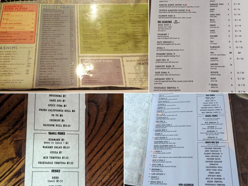 Sushi On North Beach Menu