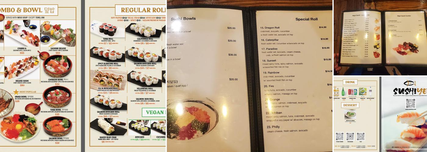Sushi Ye Menu