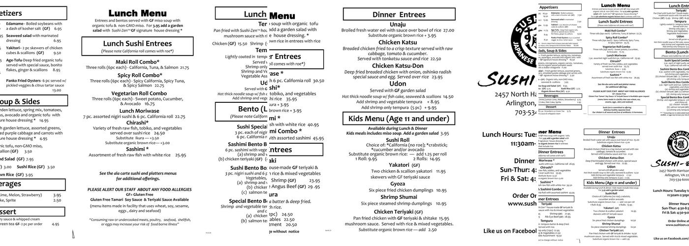 Sushi-Zen Menu