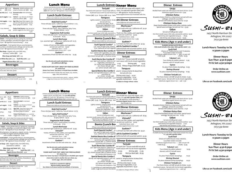 Sushi-Zen Menu