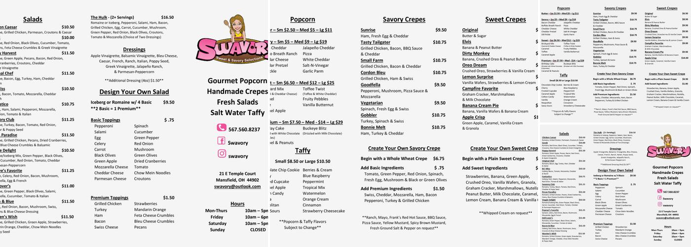 Swavory Menu