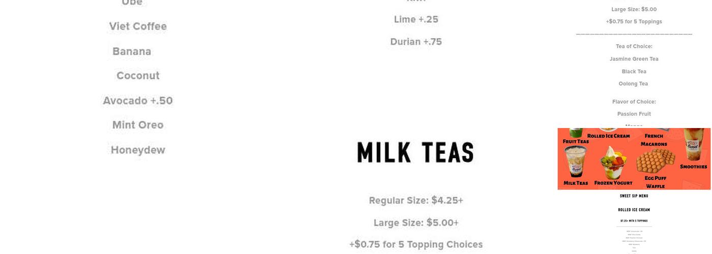 Sweet Sip Menu