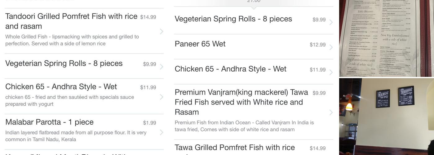 Tabla Indian Restaurant - Charlotte, NC Menu