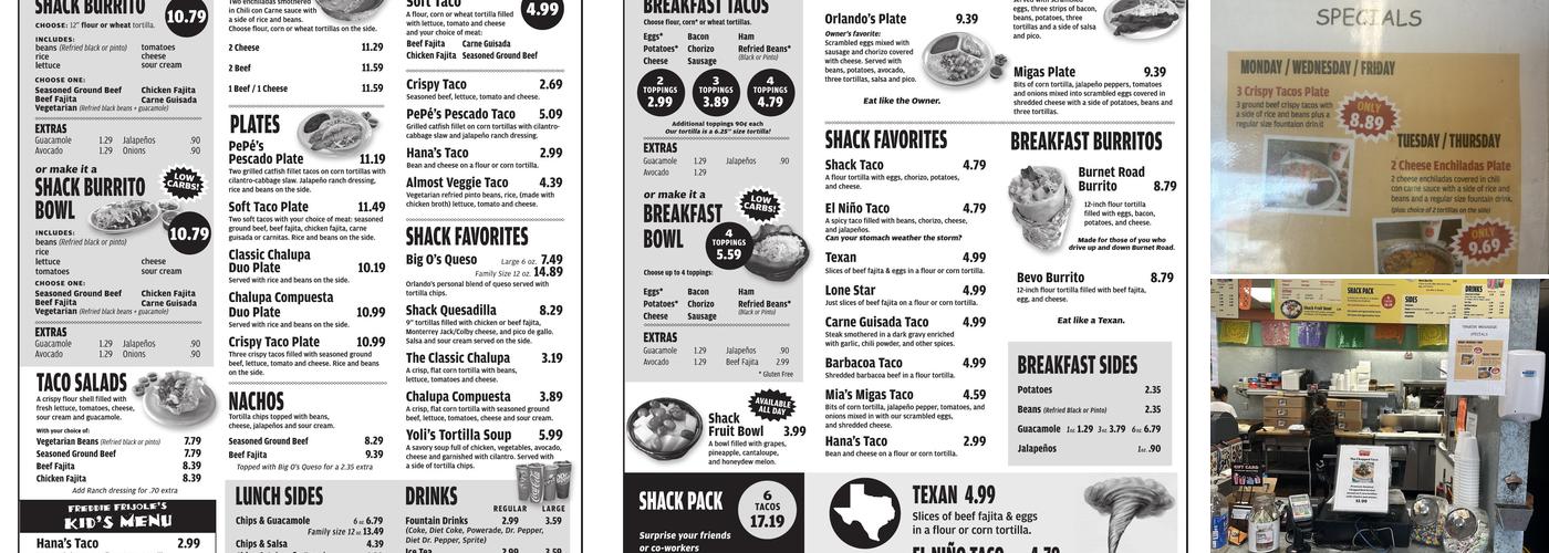 Taco Shack Menu