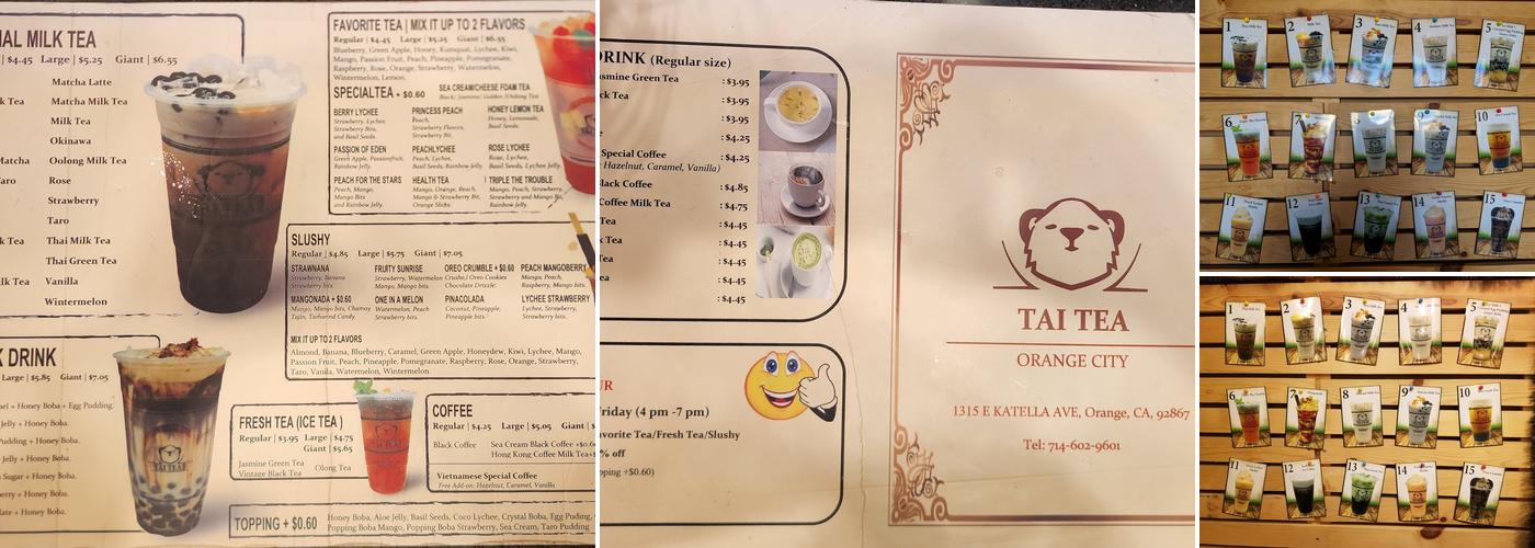 Tai Tea Orange City Menu