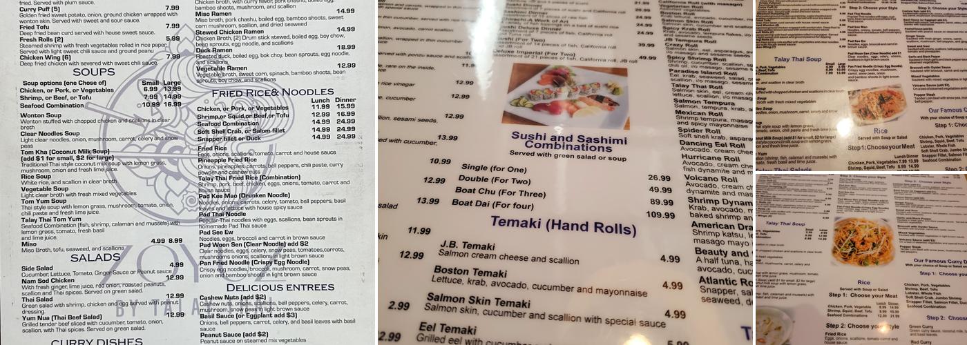 Talay Thai Menu