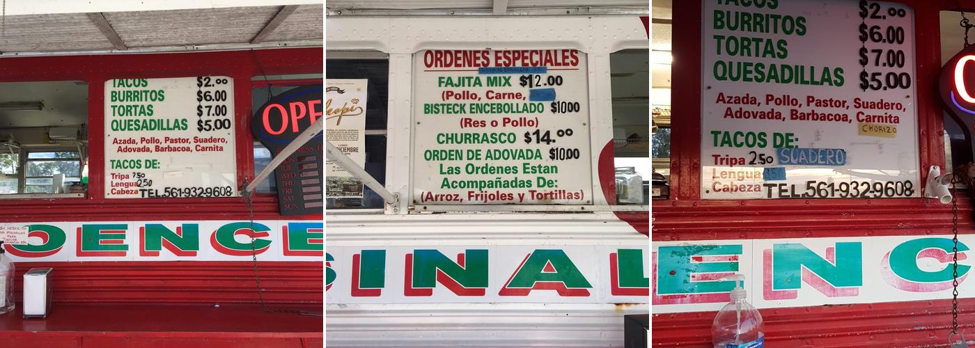Taqueria Sinaloense Menu