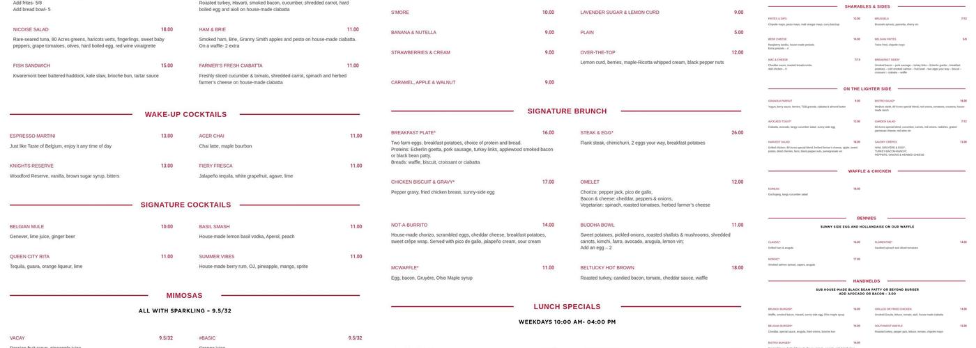 Taste of Belgium - The Banks Menu