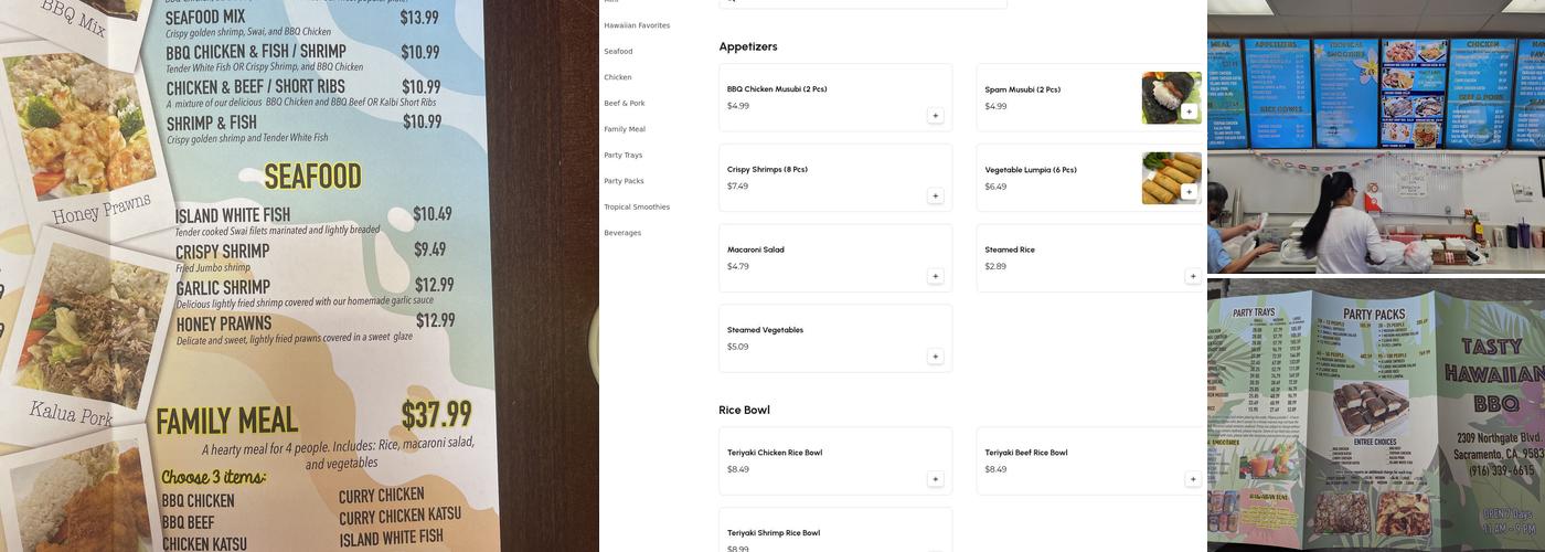 Tasty Hawaiian BBQ Menu