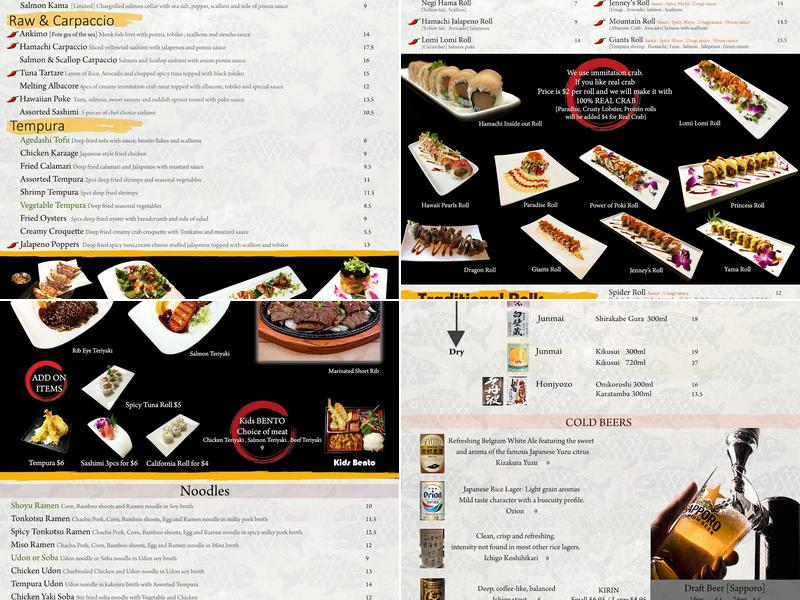 Tatsu Sushi Menu