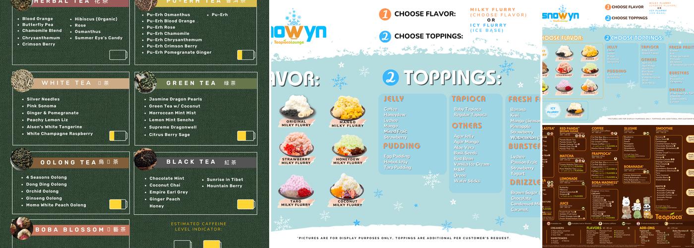Teapioca Lounge Menu