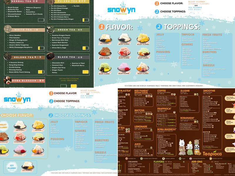 Teapioca Lounge Menu