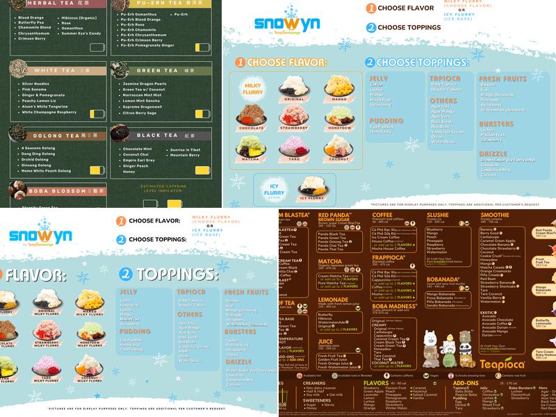 Teapioca Lounge Menu