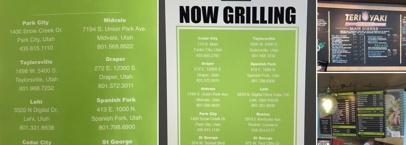 Teriyaki Grill - Fort Union Menu