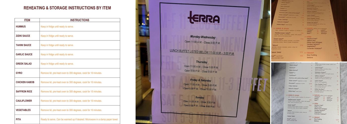 Terra Mediterranean Menu