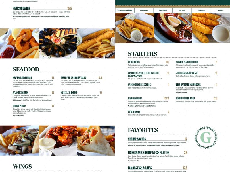 The Old Bag of Nails Pub - Westerville Menu