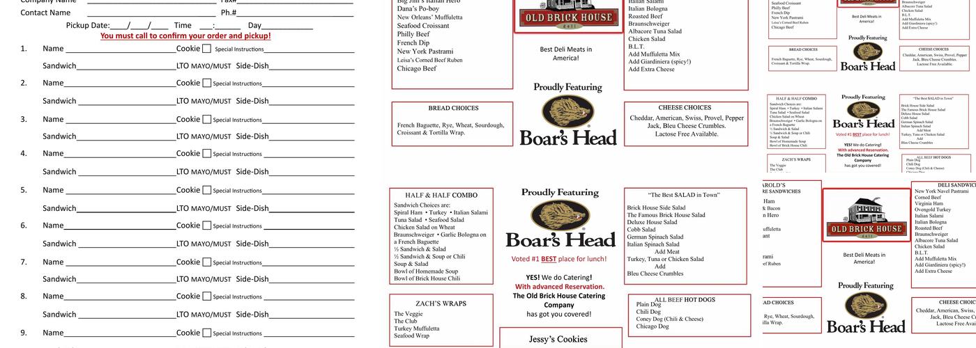 Old Brick House Deli Menu