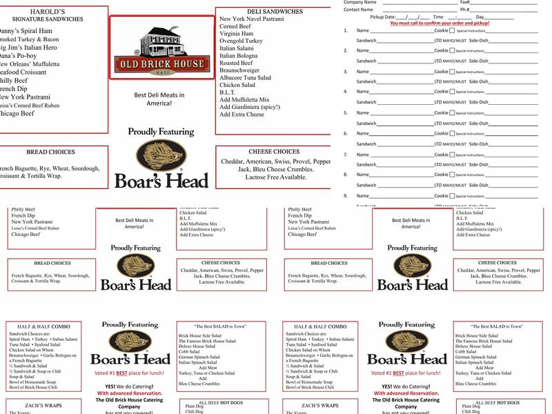 Old Brick House Deli Menu