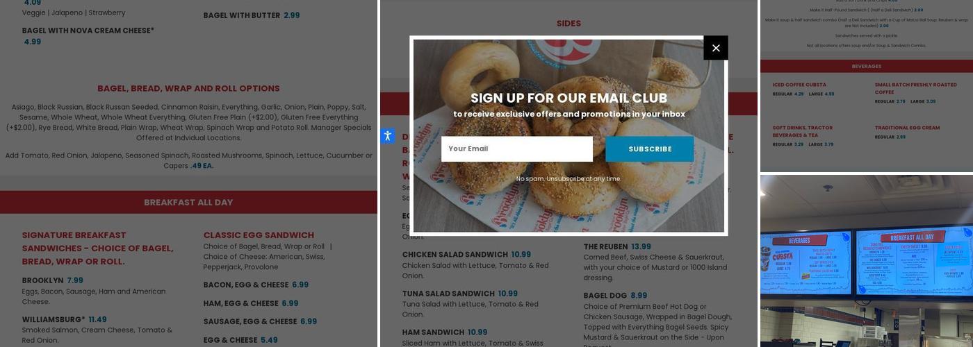 Brooklyn Water Bagel Menu