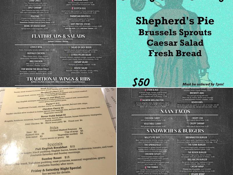 Wild Rover Brewing Company Menu