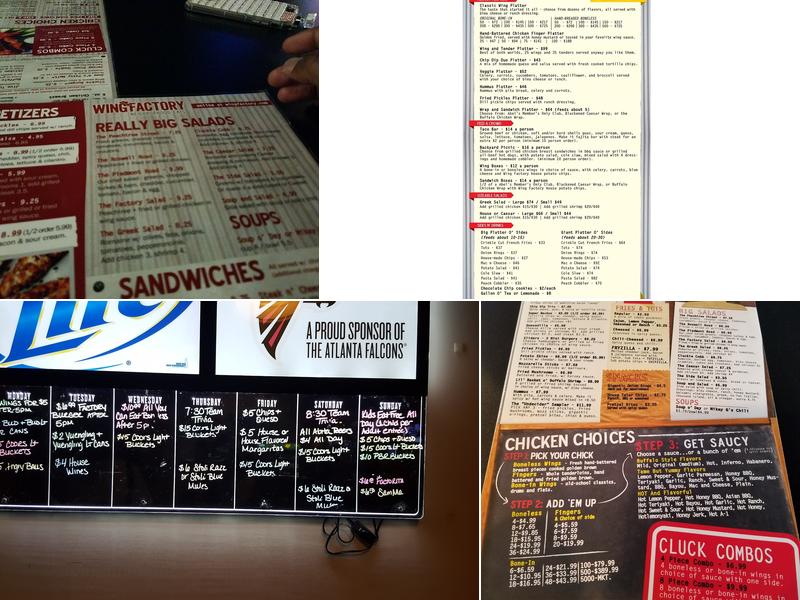 Wing Factory Menu