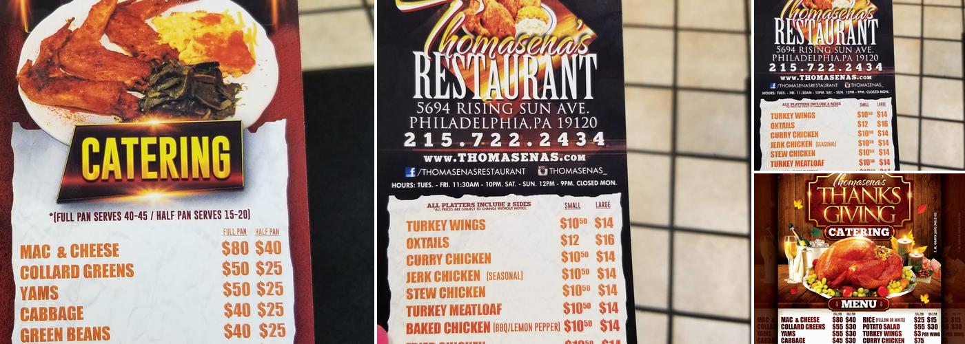 Thomasena's Restaurant and Catering Hall Menu