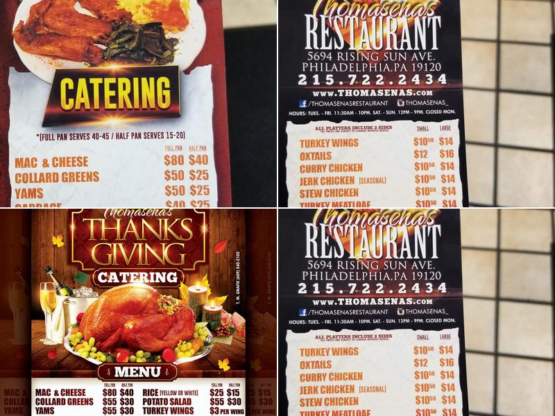 Thomasena's Restaurant and Catering Hall Menu