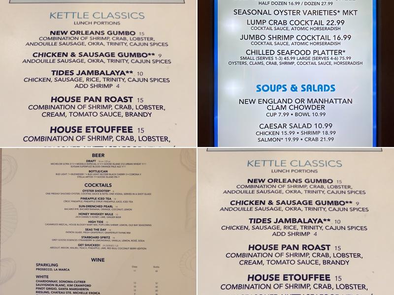 Tides Oyster Bar Menu